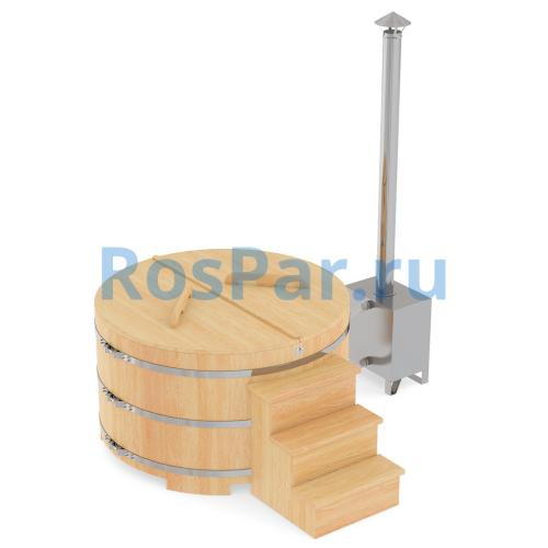 Фурако круглая «PREMIUM» из кедра с внешней печью с газовой горелкой 2000 мм