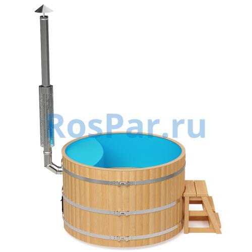 Фурако круглая «PREMIUM» из лиственницы с пластиковой вставкой с интегрированной печью 1700 мм