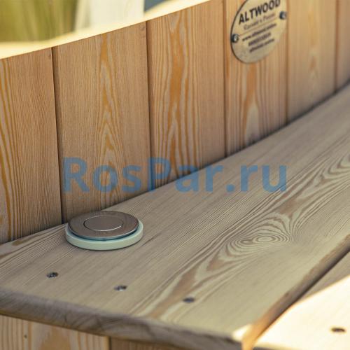 Фурако круглая «PREMIUM» из лиственницы с термопластиковой вставкой с внешней печью 1700 мм