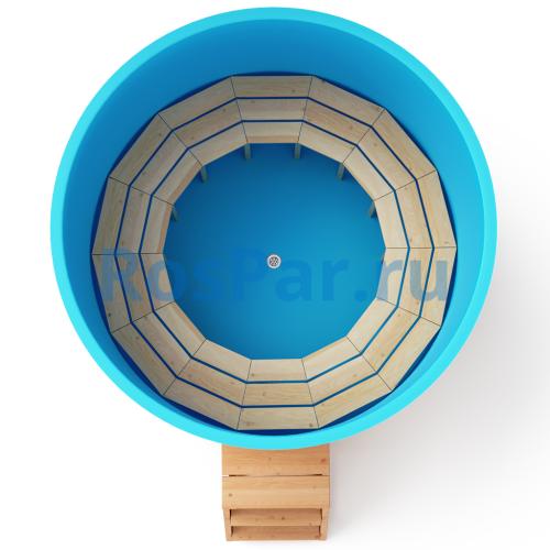 Круглая купель «COMFORT» из лиственницы с пластиковой вставкой диаметр 1700 мм высота 1150 мм