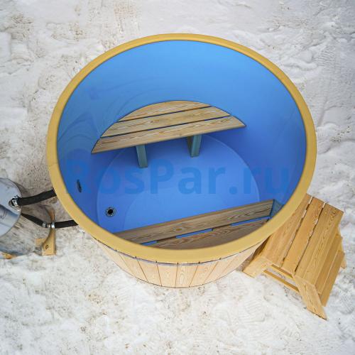 Фурако круглая «COMFORT» из лиственницы с пластиковой вставкой с внешней печью с газовой горелкой 1700 мм