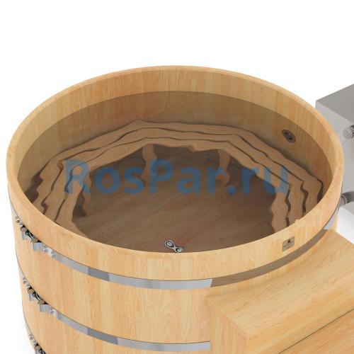 Фурако круглая «PREMIUM» из кедра с внешней печью с газовой горелкой 1700 мм