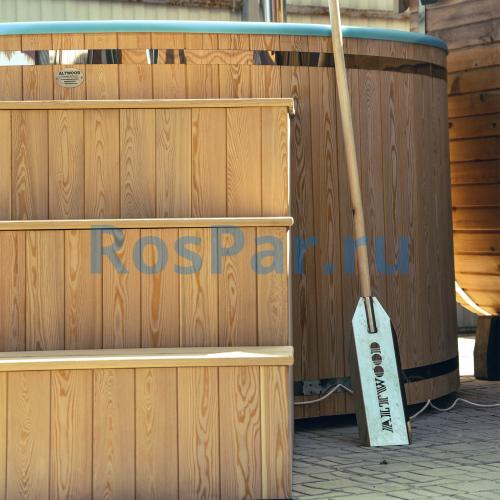 Фурако круглая «PREMIUM» из лиственницы с термопластиковой вставкой с внешней печью 2000 мм