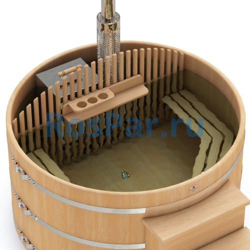 Фурако круглая «PREMIUM» из кедра со встроенной печью 2000 мм