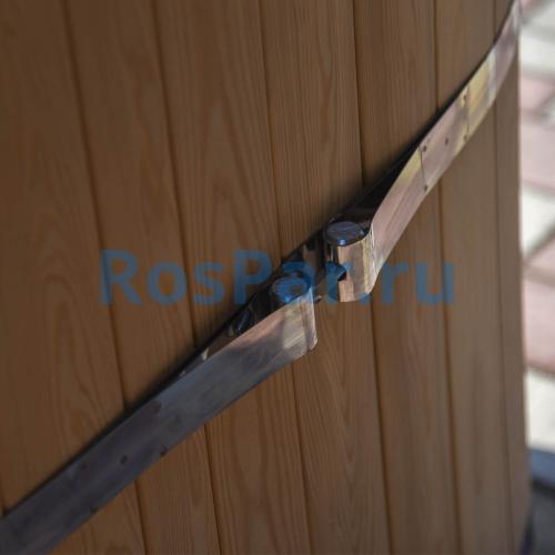 Овальная купель «PREMIUM» из лиственницы с вставкой из нержавеющей стали длина 1400 мм