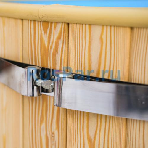 Фурако круглая «COMFORT» из лиственницы с пластиковой вставкой с внешней печью 2000 мм