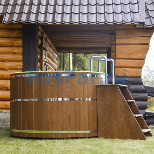 Круглая купель «COMFORT» из лиственницы с пластиковой вставкой диаметр 1700 мм высота 1150 мм