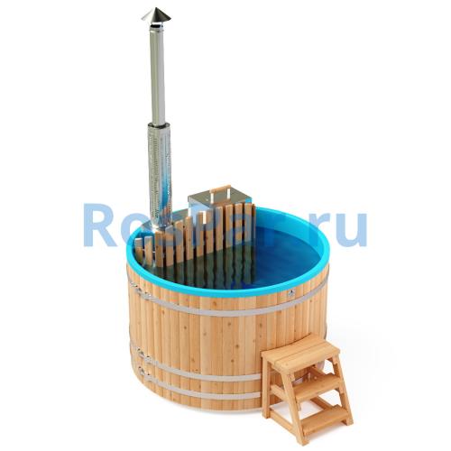 Фурако круглая «PREMIUM» из лиственницы с термопластиковой вставкой со встроенной печью 1700 мм