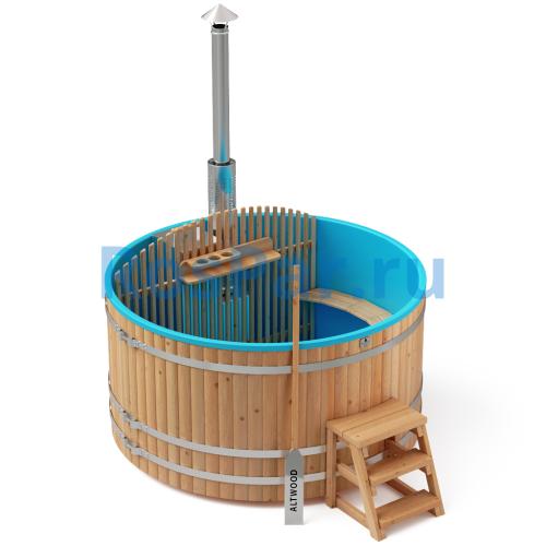 Фурако круглая «COMFORT» из лиственницы с пластиковой вставкой со встроенной печью 2000 мм