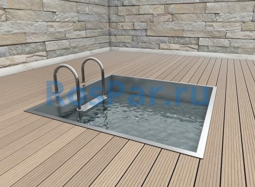 Квадратная купель «COMFORT» из нержавеющей стали длина 1500 мм ширина 1500 мм высота 1150 мм