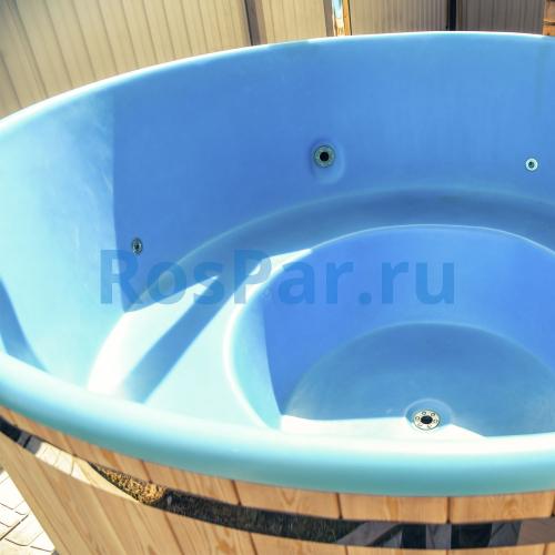 Фурако круглая «PREMIUM» из лиственницы с термопластиковой вставкой с внешней печью 2000 мм