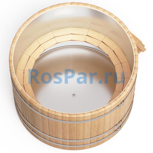Круглая купель «PREMIUM» из лиственницы с вставкой из нержавеющей стали диаметр 1700 мм высота 1150 мм
