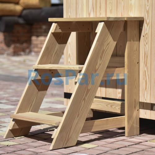 Прямоугольная купель «PREMIUM» из лиственницы с вставкой из нержавеющей стали длина 1200 мм ширина 780 мм высота 1150 мм