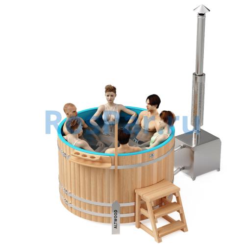Фурако круглая «COMFORT» из лиственницы с пластиковой вставкой с внешней печью с газовой горелкой 2000 мм