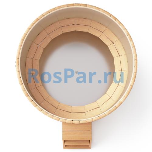 Круглая купель «PREMIUM» из лиственницы с вставкой из нержавеющей стали диаметр 1700 мм высота 1150 мм