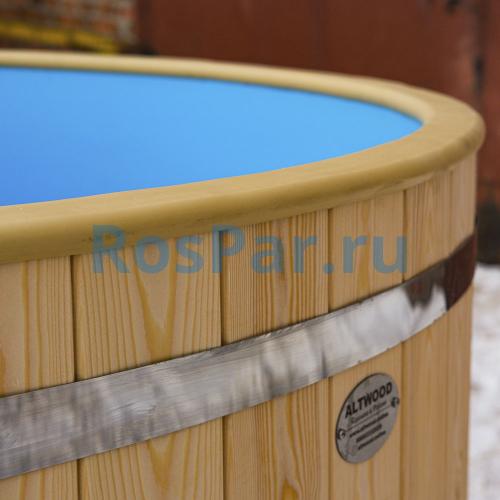 Фурако круглая «COMFORT» из лиственницы с пластиковой вставкой с внешней печью с газовой горелкой 1700 мм