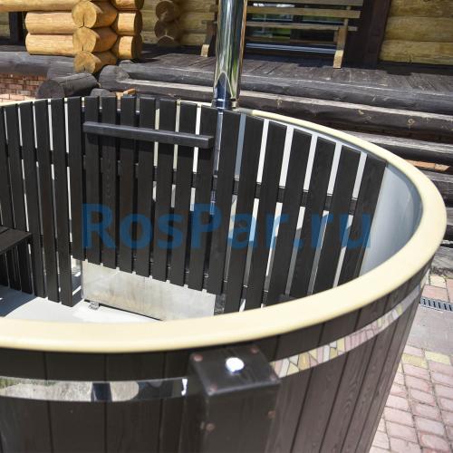 Фурако круглая «COMFORT» из лиственницы с пластиковой вставкой со встроенной печью 2000 мм