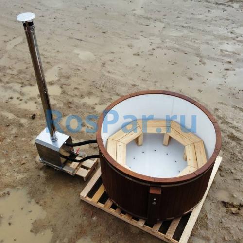 Фурако круглая «COMFORT» из лиственницы с пластиковой вставкой с внешней печью с газовой горелкой 1700 мм