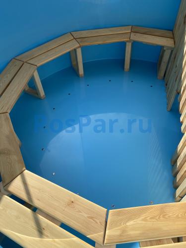 Фурако круглая «COMFORT» из лиственницы с пластиковой вставкой со встроенной печью 2000 мм