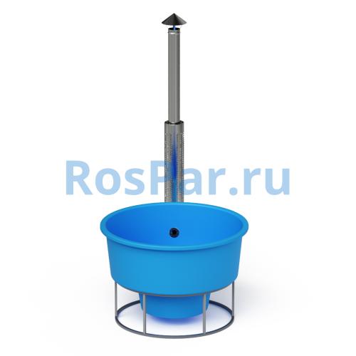 Фурако круглая «PREMIUM» из лиственницы с термопластиковой вставкой с внешней печью с газовой горелкой 1700 мм