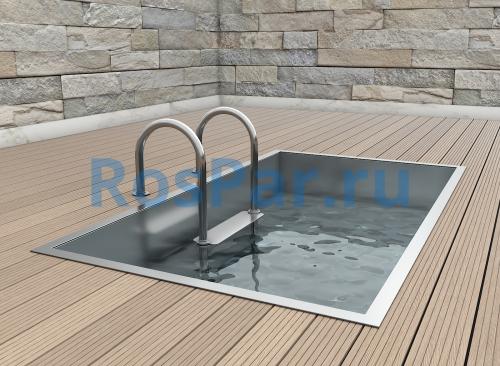 Прямоугольная купель «COMFORT» из нержавеющей стали длина 1500 мм ширина 1000 мм высота 1150 мм