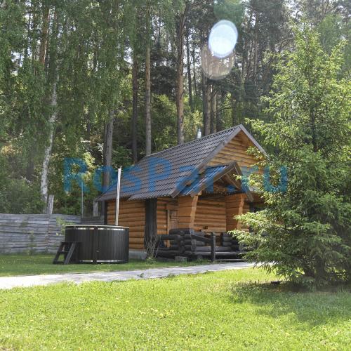 Фурако круглая «COMFORT» из лиственницы с пластиковой вставкой со встроенной печью 2000 мм