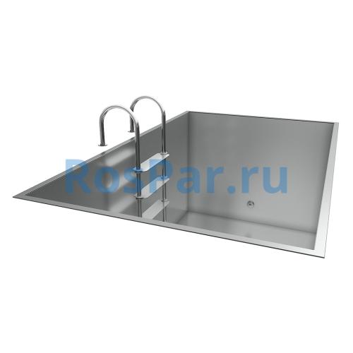 Прямоугольная купель «COMFORT» из нержавеющей стали длина 3000 мм ширина 2000 мм высота 1150 мм