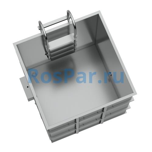 Квадратная купель «COMFORT» из нержавеющей стали длина 2000 мм ширина 2000 мм высота 1150 мм