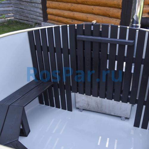 Фурако круглая «COMFORT» из лиственницы с пластиковой вставкой со встроенной печью 2000 мм