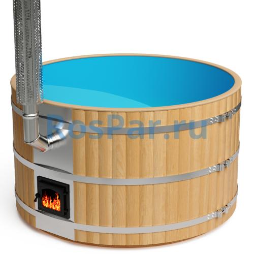 Фурако круглая «PREMIUM» из лиственницы с пластиковой вставкой с интегрированной печью 2000 мм