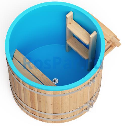 Круглая купель «COMFORT» из лиственницы с пластиковой вставкой диаметр 1200 мм высота 1150 мм