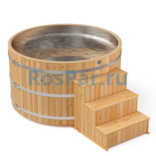 Фурако круглая «PREMIUM» из лиственницы с вставкой из нержавеющей стали с электроподогревом 2000 мм