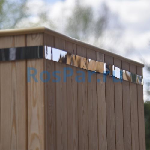 Прямоугольная купель «PREMIUM» из лиственницы с вставкой из нержавеющей стали длина 1200 мм ширина 780 мм высота 1150 мм