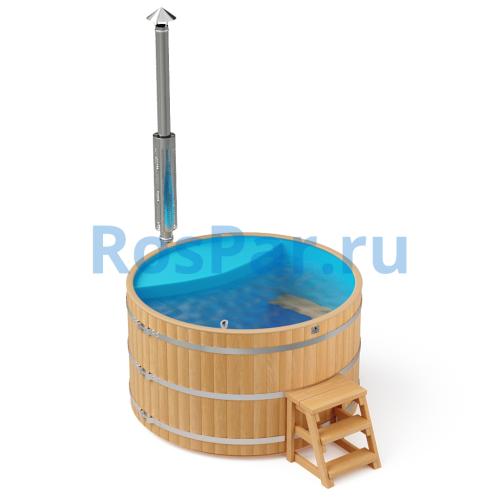 Фурако круглая «PREMIUM» из лиственницы с пластиковой вставкой с интегрированной печью 2000 мм