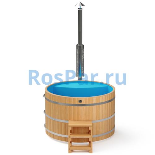 Фурако круглая «PREMIUM» из лиственницы с пластиковой вставкой с интегрированной печью 1700 мм