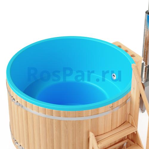 Фурако круглая «PREMIUM» из лиственницы с термопластиковой вставкой с внешней печью 2000 мм