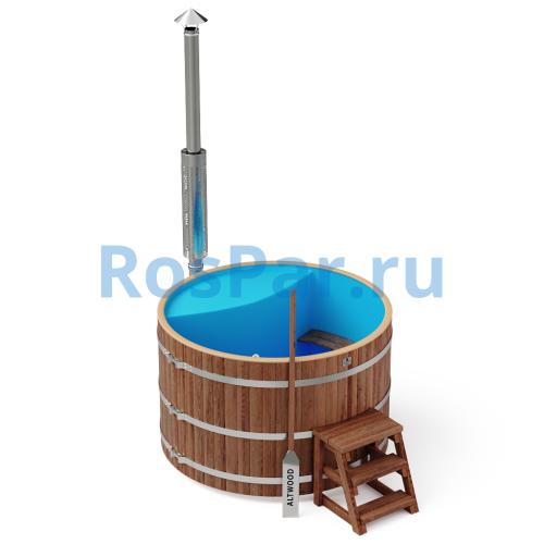 Фурако круглая «PREMIUM» из лиственницы с пластиковой вставкой с интегрированной печью 1700 мм