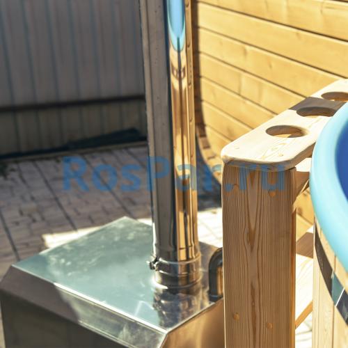 Фурако круглая «PREMIUM» из лиственницы с термопластиковой вставкой с внешней печью 1700 мм