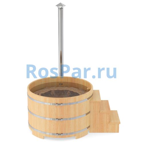 Фурако круглая «PREMIUM» из кедра с внешней печью 1700 мм