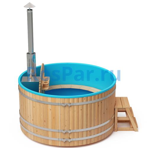 Фурако круглая «COMFORT» из лиственницы с пластиковой вставкой со встроенной печью 2000 мм