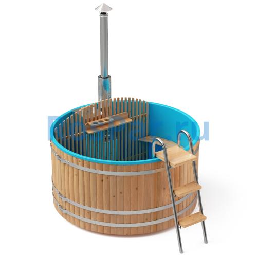 Фурако круглая «COMFORT» из лиственницы с пластиковой вставкой со встроенной печью 2000 мм