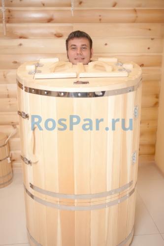 Кедровая бочка овальная «Профессиональная» со скосом с парогенератором «SteamLux»