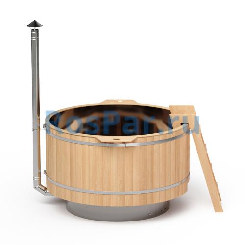 Фурако круглая «COMFORT Сэнто» из лиственницы с вставкой из нержавеющей стали с интегрированной печью 2000 мм