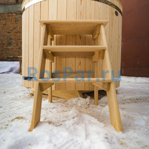 Фурако круглая «COMFORT» из лиственницы с пластиковой вставкой с внешней печью 2000 мм